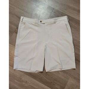 Donald Ross Thistle Stretch Golf Shorts Mens 36 White Performance Flat Front